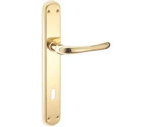 Maniglia modello sette con placca patent ottone lucido 90 mm Ottone lucido