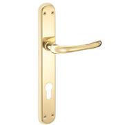 Maniglia modello sette con placca Yale ottone lucido Ottone lucido
