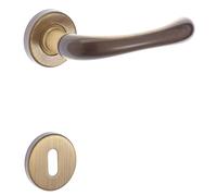 Maniglia modello sette con rosette e bocchette patent bronzo graffiato Bronzo spazzolato