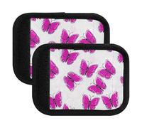 Maniglia per bagagli con farfalle rosa viola bianca per una presa comoda e una facile identificazione, manico in morbido neoprene, Rosa Viola Farfalle Bianco, Set of 4