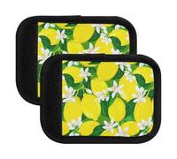 Maniglia per bagagli in morbido neoprene giallo limoni verde floreale per una presa comoda, facile identificazione della valigia, Giallo Limes Limoni Floreale Verde, one sizex4
