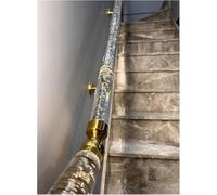 Maniglia per corrimano per scale con staffe argentate, kit di ringhiera in acrilico trasparente per uso interno, lunghezza 130 cm, robusto supporto di sicurezza per scale