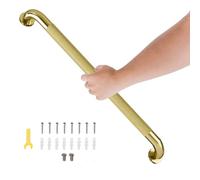 Maniglia per doccia da 81 cm, in oro spazzolato, con impugnatura zigrinata antiscivolo, barra di equilibrio in acciaio inox, diametro 3,2 cm, barra di sicurezza per vasca da bagno, supporto per