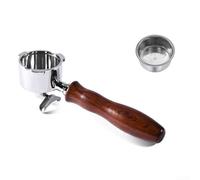 Maniglia per espresso in acciaio inox con funzionalità a doppio beccuccio per macchine serie e impugnatura in palissandro non trattato per un uso confortevole (D)