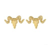 Maniglia per porta, 2 pezzi, design a testa di pecora in ottone, con viti, finitura anticata, per porte, armadi, mobili (A)