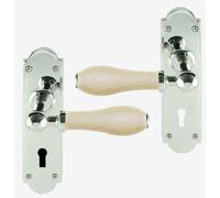 Maniglia Per Porta A Leva In Porcelain Con Backplate In Polished Chrome