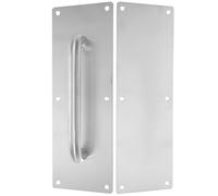 Maniglia per Porta Commerciale Push-pull Targhetta Porta Acciaio | Argento, Finitura Spazzolata e Bordi Lucidati, Proteggi Maniglie Porte, Viti Incluse