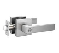 Maniglia per porta con leva di blocco quadrata per la privacy, modello Berlin Modisch, facile da aprire, per camera da letto o bagno, reversibile