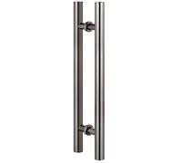 Maniglia per porta da fienile in acciaio inox, 81,3 cm, nera, maniglia rotonda per porte scorrevoli, uso interno ed esterno, include accessori di montaggio, design in metallo