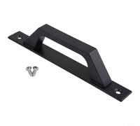 Maniglia per porta del fienile, maniglia per cancello scorrevole per garage, capannone, porta interna esterna, in lega di alluminio, stile ferro nero (nero con base)