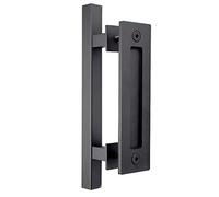Maniglia per porta del fienile, maniglie quadrate per porta scorrevole, maniglia a filo e a tirare, set di maniglie a due lati, capannoni da giardino, nero opaco (30 cm)