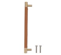 Maniglia per porta di armadio, interasse fori 224 mm, maniglia in ottone con finitura cuoio, design leggero e lussuoso, con viti, per armadi, cassetti e mobili da casa; maniglia (Marrone chiaro)
