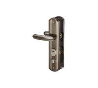 Maniglia per porta d'ingresso SET 68mm con defender integrato, alluminio brunito, apertura destra - THIRARD