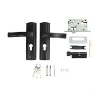 Maniglia per porta in acciaio al manganese, set con cuscinetto silenzioso, elegante finitura nera, kit hardware completo per ingresso chiave, grande manopola nera, serratura interna per camera da