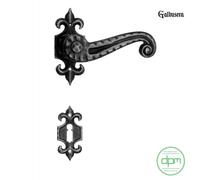 Maniglia per Porta in Ferro Battuto Colore NERO completa di Bocchetta Patent