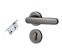 Maniglia per porta interna in legno con serratura divisa in alluminio spaziale e meccanismo silenzioso magnetico, progettata per un funzionamento silenzioso ed efficiente della porta (V)