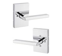 Maniglia per porta interna Kwikset Halifax con serratura e leva per porta per bagno e camera da letto, cromata lucida, reversibile, con pulsante