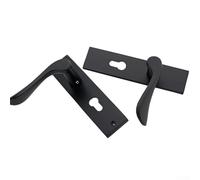 Maniglia per porta nera opaca con serratura e set di chiavi per porte interne ed esterne, serratura da infilare con leva di scorrimento, hardware in alluminio spaziale