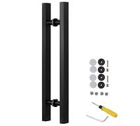 Maniglia per Porta Push Pull Bifacciale con Accessori, Maniglia per Cancello Scorrevole per Fienile/Ufficio/Vetro/Porta d'ingresso, Set Maniglie Antiruggine, Lunghezza 50 60 80 120 cm (Nero