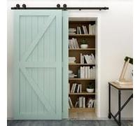 Maniglia per porta scorrevole Bypass, doppia porta 10FT/305C, sistema di porte scorrevoli, set completo di rotelle, per 2 porte in legno, larghezza 145 cm, forma a T