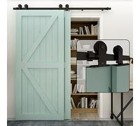 Maniglia per porta scorrevole Bypass, doppia porta 9FT/274 cm, sistema di porte scorrevoli, set completo di ruote per 2 porte in legno, larghezza 130 cm, forma a T