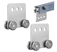 Maniglia per porta scorrevole silenziosa per porte in legno e PVC (2 pezzi) | Design a 4 ruote, funzionamento silenzioso, rivestito in acciaio inox, per porte in legno, guide in PVC