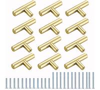 Maniglia per porte, 12 Pezzi Pomelli per Cassetti, Adatte per Armadi, Cassetti, Armadi, Scarpiere, Pomelli per Porte, Viene fornito con due dimensioni di viti di montaggio - 50X32mm, Oro Spazzolato