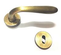 Maniglia per porte interne, con bocchetta e rosetta"Goccia" in ottone bronzato