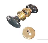 Maniglia per Porte Interne Coppia a Pomolo PORCELLANA Nero Ottone Oro Lucido BAL