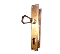 Maniglia per Porte Interne Coppia in Ottone Bronzo Snodata Placca Foro Yale BAL