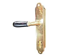 Maniglia per Porte Interne Coppia Placca Foro Yale PORCELLANA Nera Oro Lucid BAL