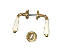 Maniglia per Porte Interne Coppia Rosetta Porcellana Bianco Sagomata BAL