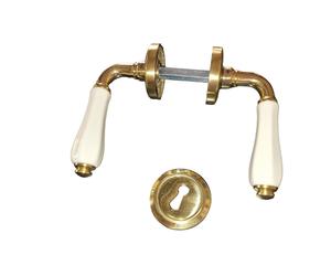 Maniglia per Porte Interne Coppia Rosetta Porcellana Bianco Sagomata BAL