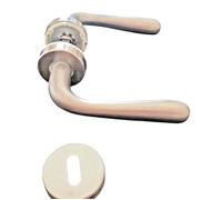 Maniglia per Porte Interne Coppia Rosetta Tonda Ottone Cromo Satinato ECOSTILE