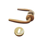 Maniglia per Porte Interne Coppia Rosetta Tonda Ottone Oro Satinato ECOSTILE