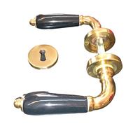Maniglia per Porte Interne Coppia Rosetta Tonda PORCELLANA Nera/Oro Lucido BAL
