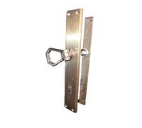 Maniglia per Porte Interne Coppia Snodata Placca Ottone Bronzato Q. 8X70 BAL