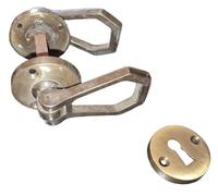 Maniglia per Porte Interne Coppia Snodata Rosetta Ottone Bronzato BAL