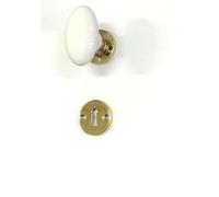 Maniglia Pomo Ovale Linea Calì "Flavia" - in oro lucido e ceramica bianca