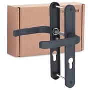 Maniglia porta esterna e maniglia porta interna d'ingresso - Set di maniglie per porta d'ingresso laterale con raccordo da 92mm - Maniglie porte interne, esterne (RAL 7016)