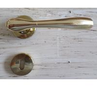 Maniglia porta in ottone lucido con rosetta e copri serratura - stile elegante