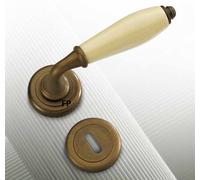 MANIGLIA PORTE INTERNE SICMA MOD PEGASO OTTONE BRU+PORCELLA,PORTA,BUSSOLA 20BA16
