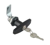Maniglia resistente a forma di T antiruggine per rimorchio, serratura con chiavi, per box cavalli garage, 7,7 cm, argento (nero)