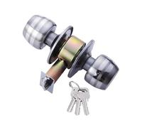 Maniglia rotonda per porta in lega di acciaio, chiavistello sferico per camera da letto, ingresso, bagno, serratura a leva con chiave, 1 pezzo (distanza centrale 60 mm)