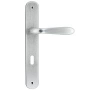 maniglia serie Goccia con placca in lega cromo satinato quadro 8/70 mm