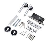 Maniglia Serratura da Interno in Alluminio Spaziale, Blocco Meccanico per Porte Legno 3,5-5cm - Design Silenzioso, Maniglia Girevole con Serratura, Per Camera da Letto e Bagno