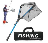 Maniglia telescopica per pesca - reti da pesca a mosca per trote - attrezzatura da pesca pieghevole con manico telescopico, reti da pesca in lega di alluminio per barche, kayak, C
