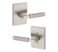 Maniglia zigrinata per porta di passaggio interna Kwikset Prava per porte di armadi e corridoi, maniglia reversibile senza bloccaggio, nichel sat