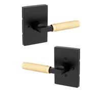 Maniglia zigrinata per porta interna Kwikset Prava per la privacy, con serratura e leva per porta, per bagno e camera da letto, in ottone satinat