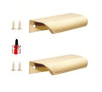 Maniglie a Dito per Armadi, Maniglie Nascoste per Cassetti da Cucina, Maniglie Nascoste in Alluminio per Porte, Confezioni da 2-10, Colore Ottone Spazzolato Moderno, Facili da Installare (C'è una Diff